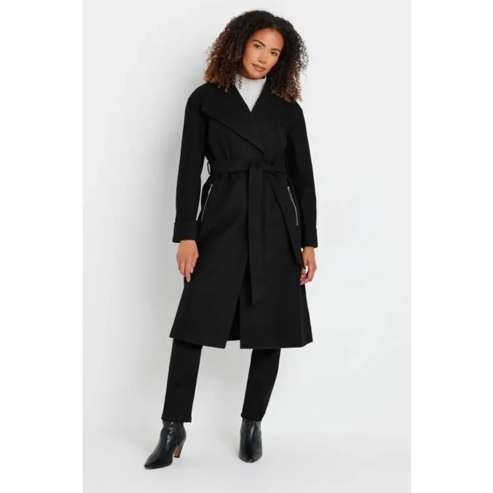 J. Crew Factory Belted Wool-Blend Trench Coat Long Sleeve Black Size 20 NWT